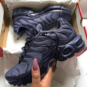 Xajzpa - Women’s Air Cushion Running Sneakers Street Fashion Shoes Comfortable Lace-Up Gray / 5